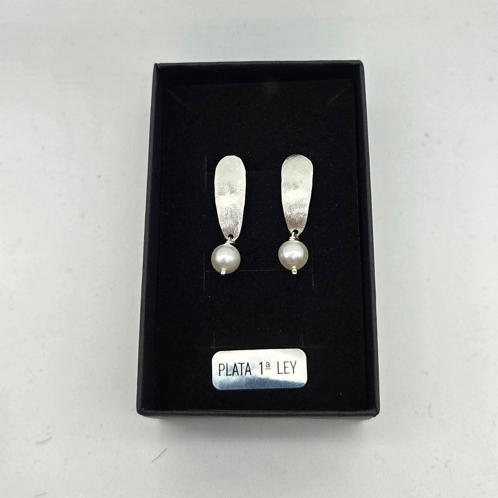 Pendientes de Presión Gota con Perla Cultivada en Plata de Ley