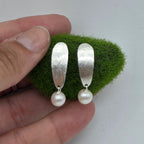 Pendientes de Presión Gota con Perla Cultivada en Plata de Ley