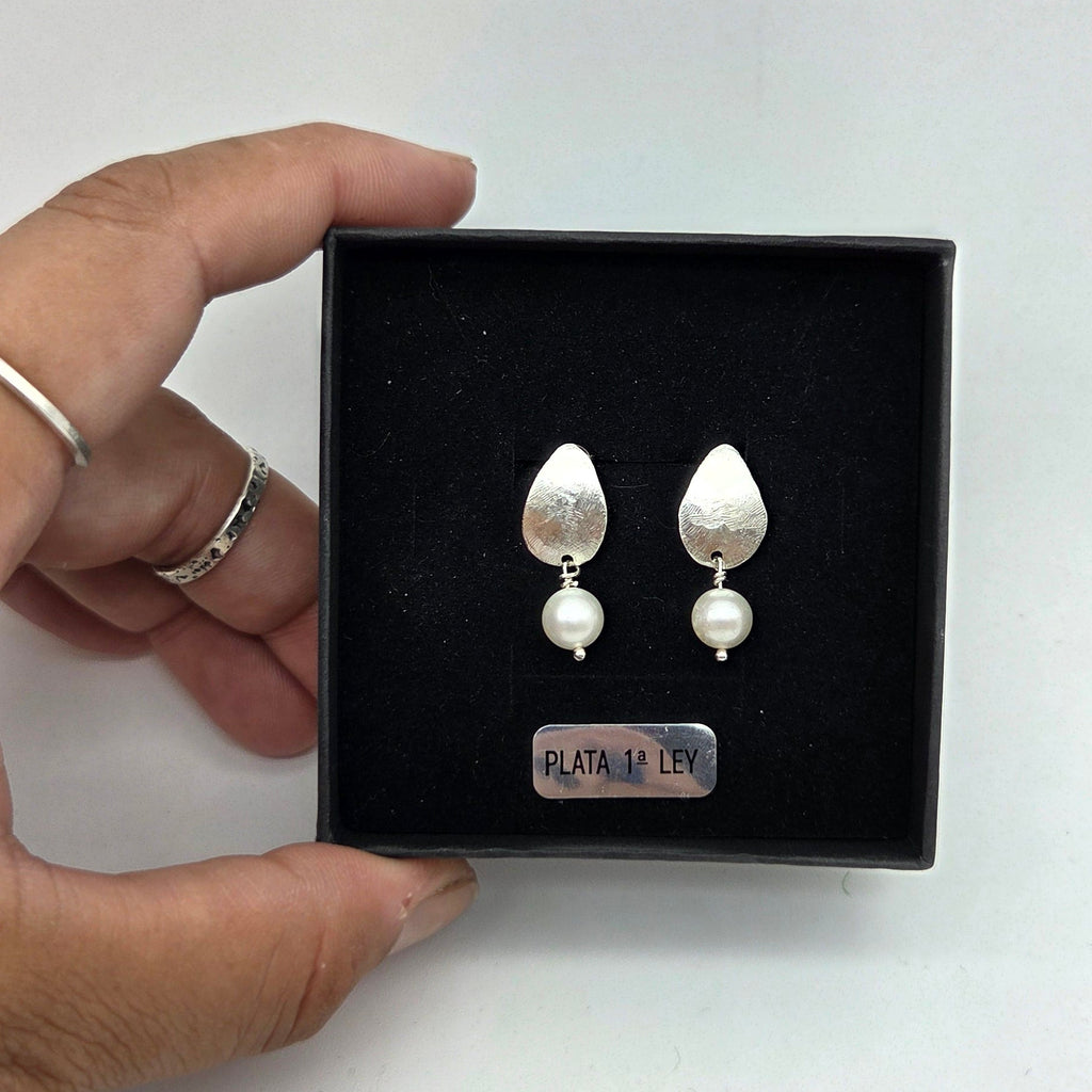 Pendiente Gota Plata de Ley 925 y Perla Cultivada