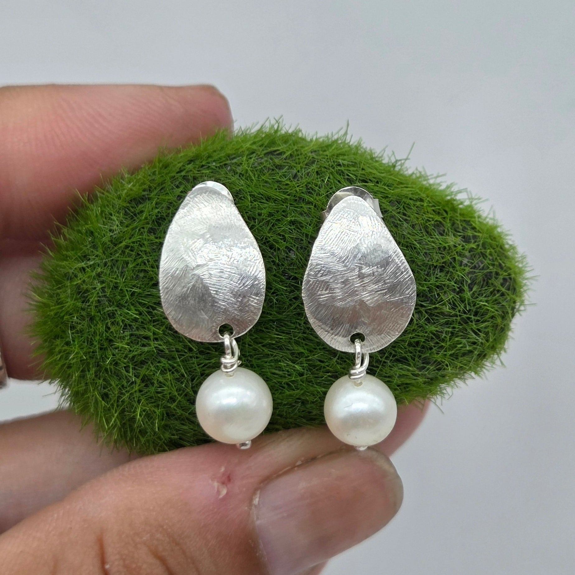 Pendiente Gota Plata de Ley 925 y Perla Cultivada