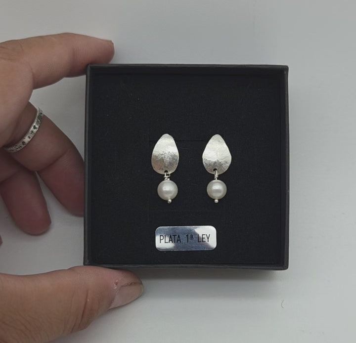 Pendiente Gota Plata de Ley 925 y Perla Cultivada